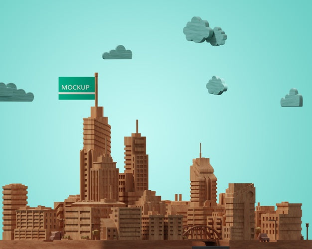 Mock-Up City Building Miniature Psd