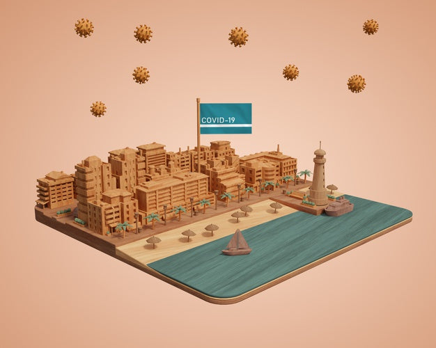 Mock-Up City Building Model On Table Psd