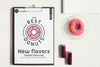 Mock-Up Clipboard And Sweet Snack On Desk Psd