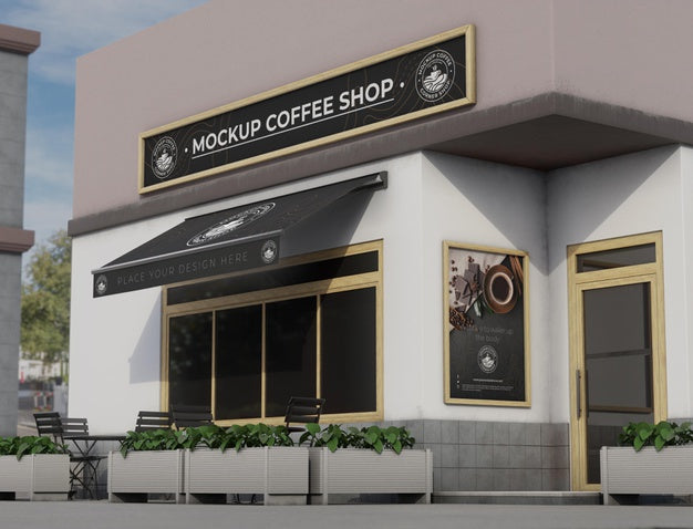 Mock-Up Corner For Shop Outdoors Psd
