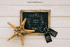 Mock Up Design With Blackboard, Labels And Starfish Psd