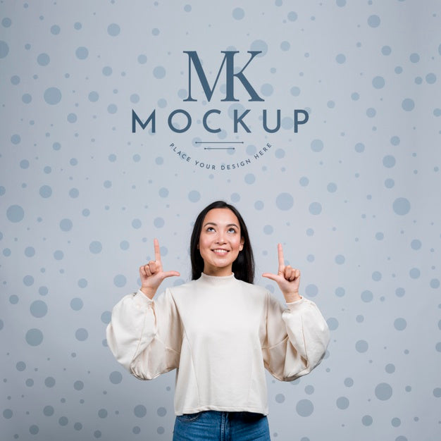 Mock-Up Design With Happy Girl Psd