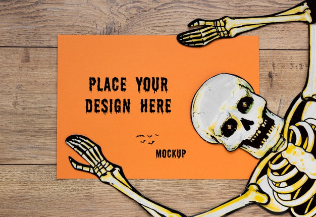 Mock-Up Design With Skeleton Drawing Psd