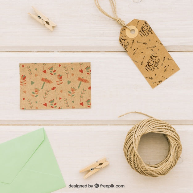 Mock Up Design With Wedding Card, Complements And Accesories Psd