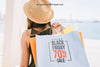 Mock Up Design With Woman Holding Shooping Bags Psd