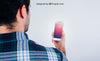 Mock Up Design With Young Guy With Smartphone Psd