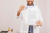 Mock Up Designwith Happy Doctor And Clipboard Psd
