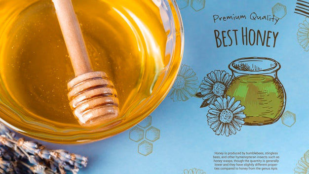 Mock-Up Deslicious Honey On Bowl Psd