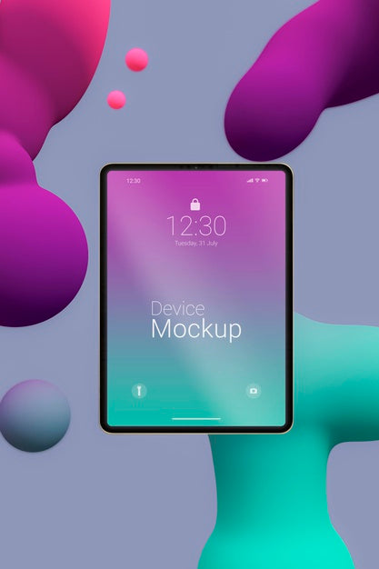 Mock-Up Device With Abstract Liquids Psd