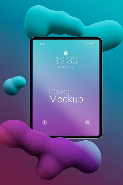 Mock-Up Device With Abstract Liquids Psd