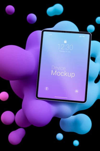 Mock-Up Device With Abstract Liquids Psd