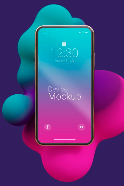 Mock-Up Device With Abstract Liquids Psd
