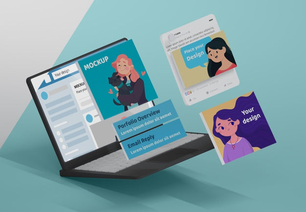 Mock-Up Device With Social Media Platform Psd