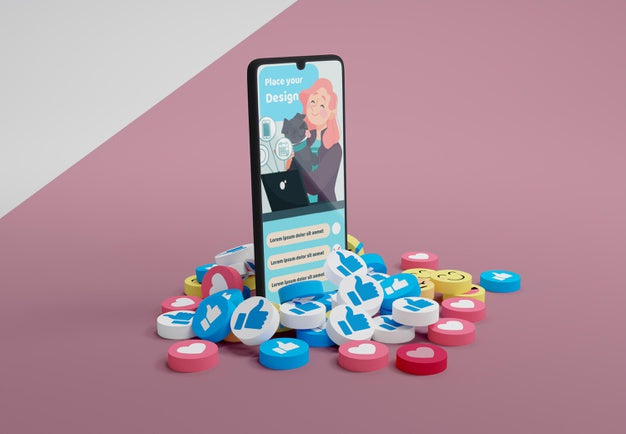 Mock-Up Device With Social Media Platform Psd