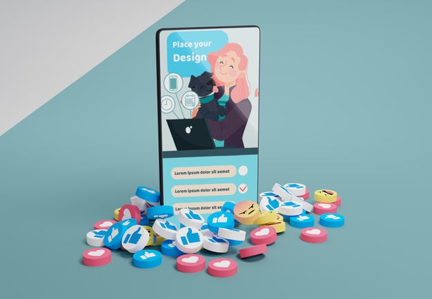 Mock-Up Device With Social Media Platform Psd