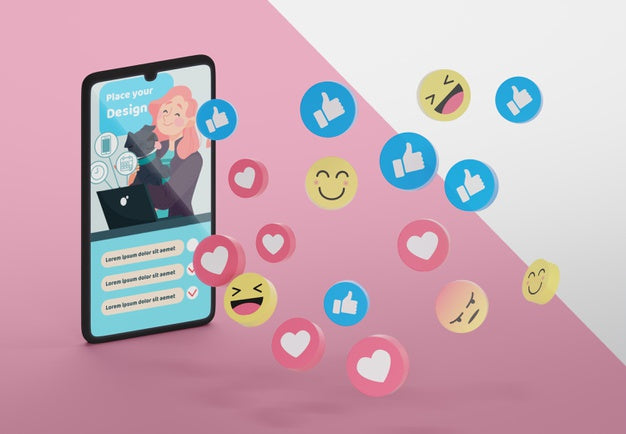 Mock-Up Device With Social Media Platform Psd