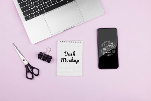 Mock-Up Devices On Desk Psd