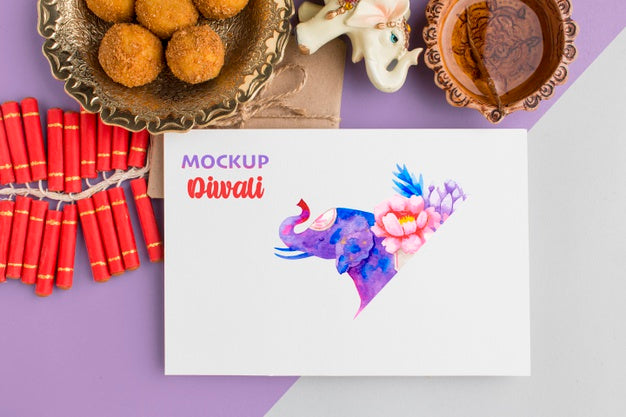 Mock-Up Diwali Hindu Festival Copy Space Psd