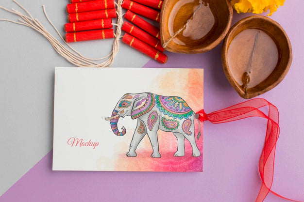 Mock-Up Diwali Hindu Festival Top View Psd