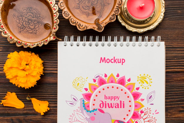 Mock-Up Diwali Hindu Festival With Candles Psd