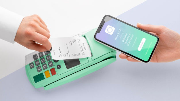 Mock-Up E-Payment With Smartphone And Payment Terminal Psd