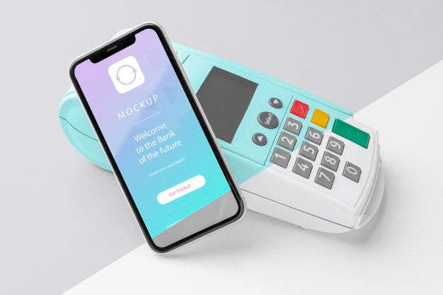 Mock-Up E-Payment With Smartphone And Payment Terminal Psd