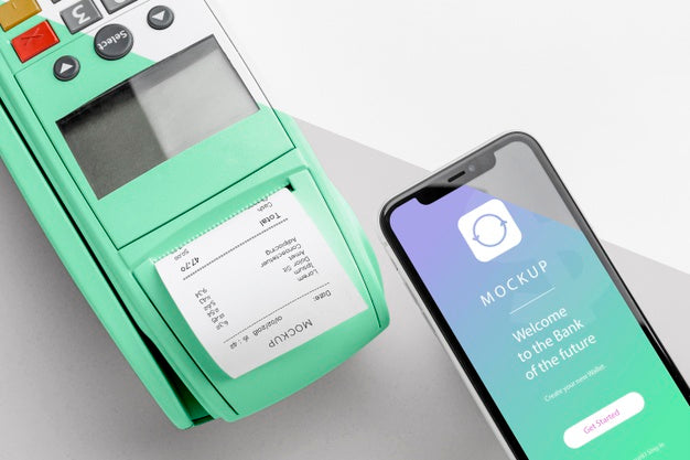 Mock-Up E-Payment With Smartphone And Payment Terminal Psd