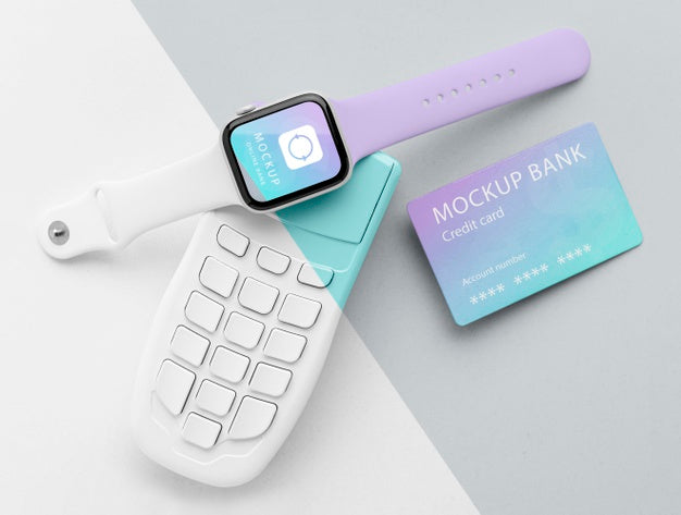 Mock-Up E-Payment With Smartwatch Psd