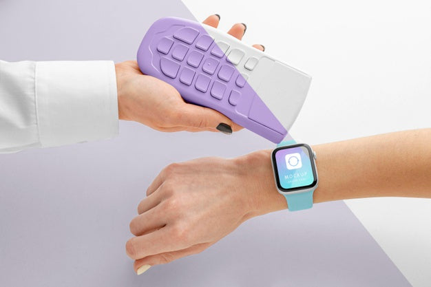 Mock-Up E-Payment With Smartwatch Psd