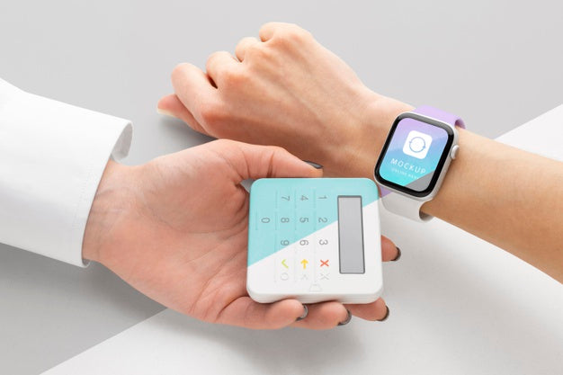 Mock-Up E-Payment With Smartwatch Psd