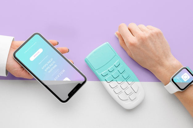 Mock-Up E-Payment With Smartwatch Psd