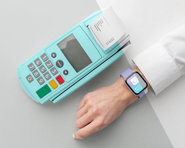 Mock-Up E-Payment With Smartwatch Psd