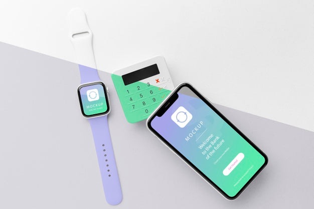 Mock-Up E-Payment With Smartwatch Psd