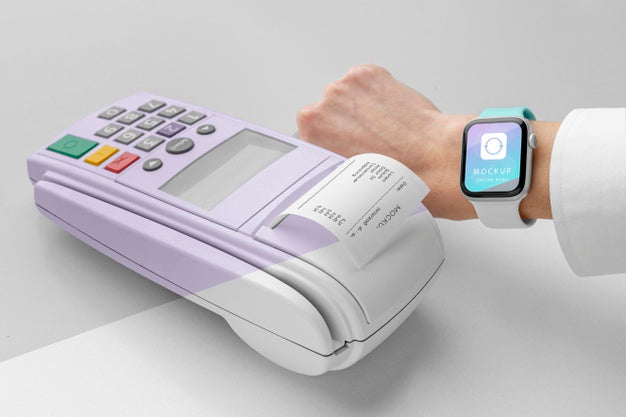 Mock-Up E-Payment With Smartwatch Psd