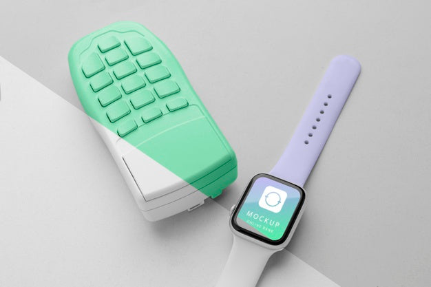 Mock-Up E-Payment With Smartwatch Psd