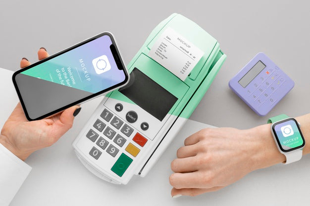 Mock-Up E-Payment With Smartwatch Psd