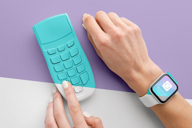 Mock-Up E-Payment With Smartwatch Psd