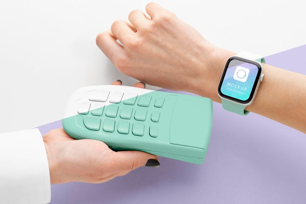 Mock-Up E-Payment With Smartwatch Psd