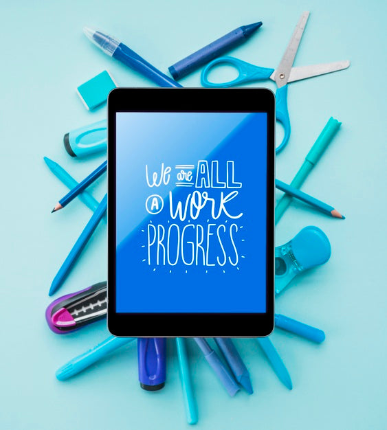 Mock-Up Electronic Device With Positive Message Psd