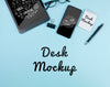 Mock-Up Electronic Devices On Desk Psd