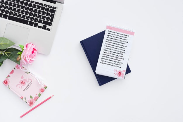 Mock-Up Female Desk Concept At Office Psd