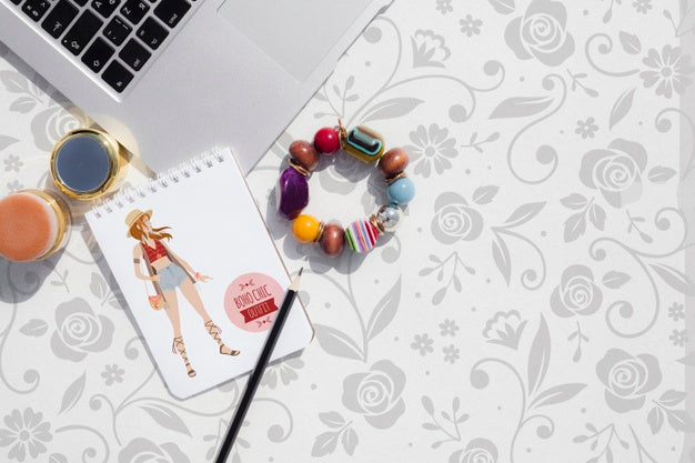 Mock-Up Female Products On Workspace Psd