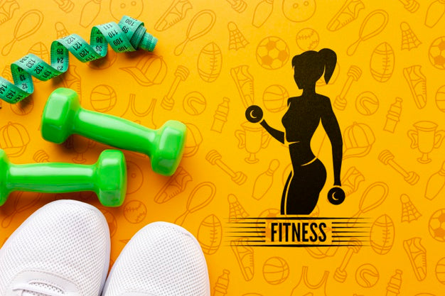 Mock-Up Fitness Equipment And Shoes Psd