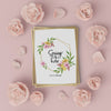 Mock-Up Floral Frame With Hello Spring Card Psd