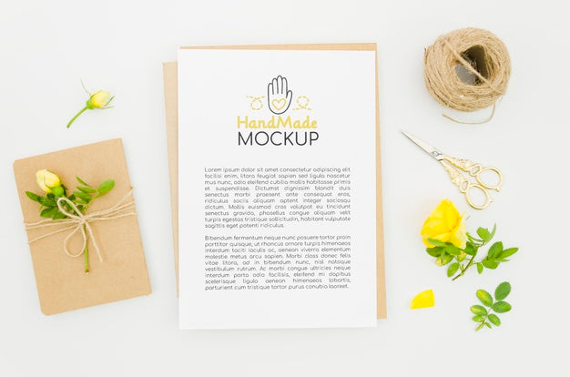 Mock-Up For Flower Shop With Flowers And Rope Psd