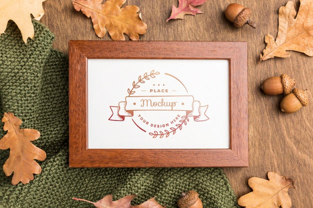 Mock-Up Frame And Acorns Psd