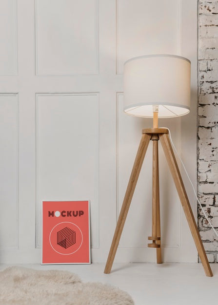 Mock Up Frame Beside Lamp Psd