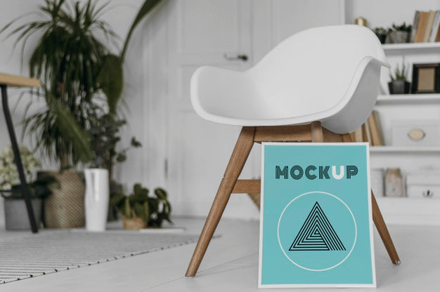 Mock Up Frame On Chair Psd