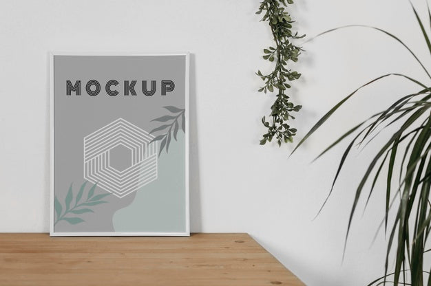 Mock Up Frame On Desk Psd