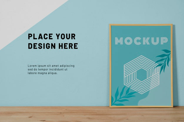 Mock Up Frame On Desk Psd